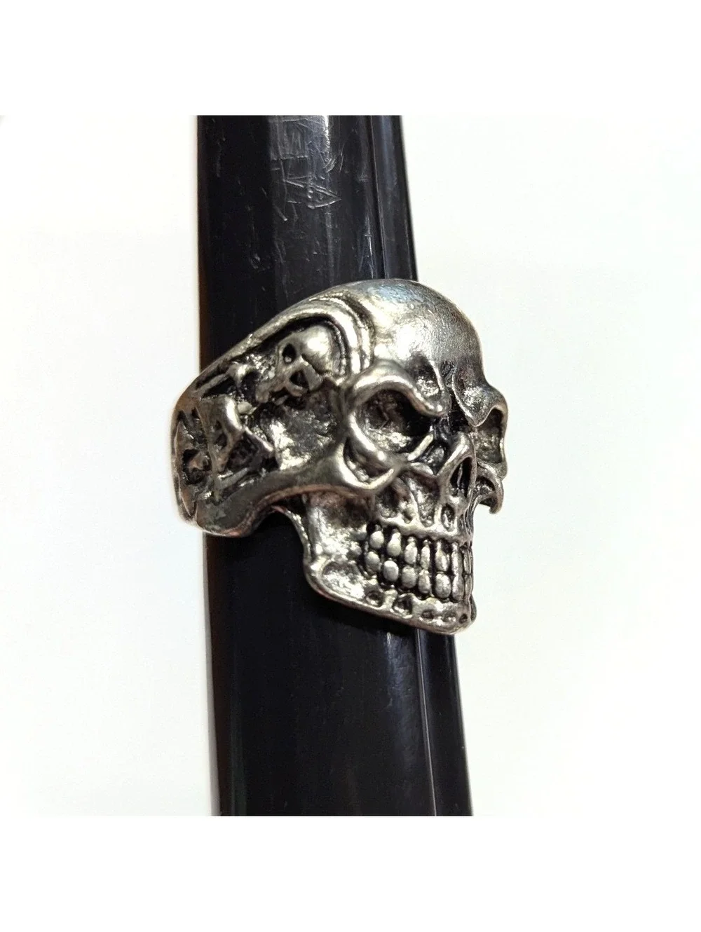 Vintage New Skull Ring Unisex Big Mens Plus Size 11 SilverTone Gothic Biker